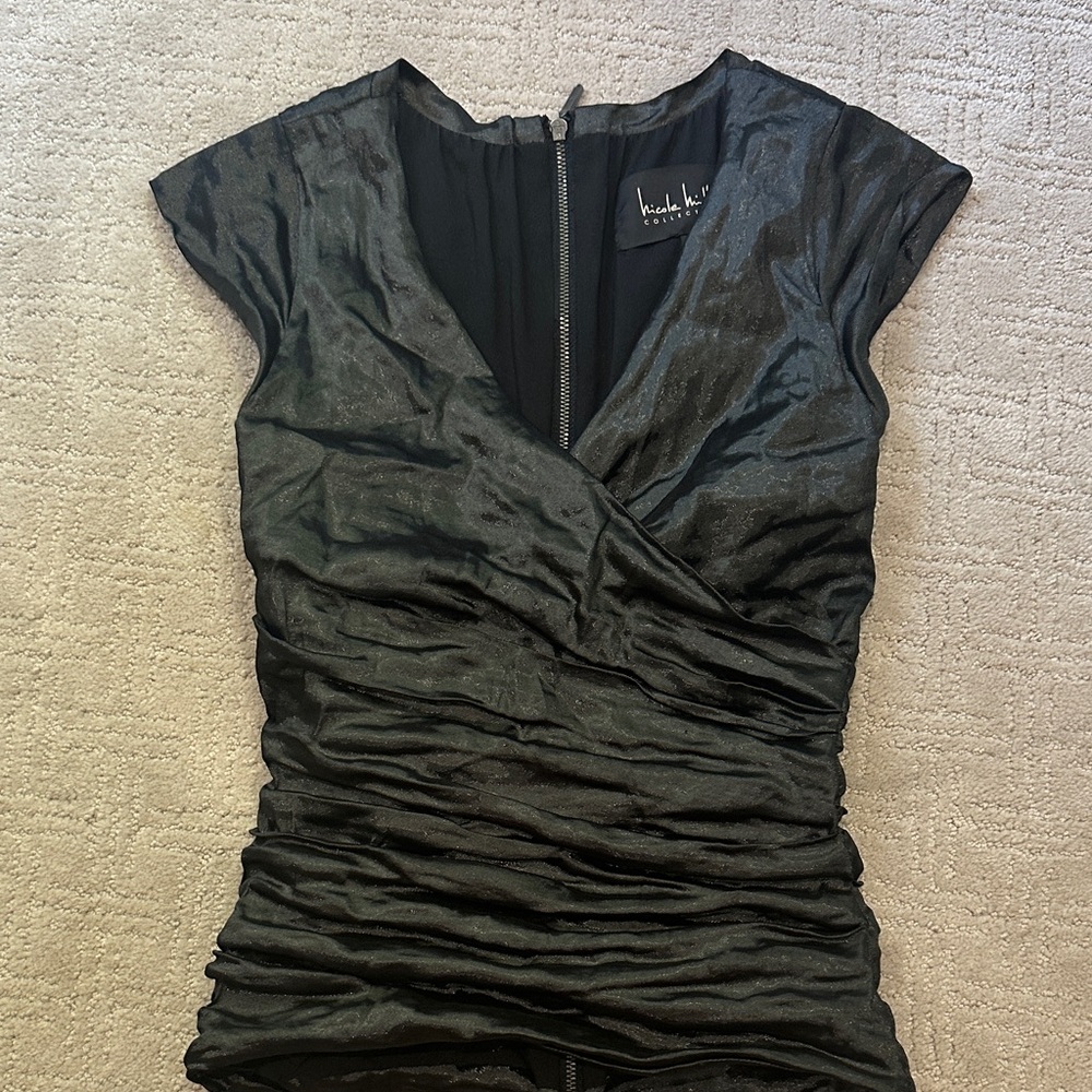 Nicole Miller Elegant Black Ruched Blouse